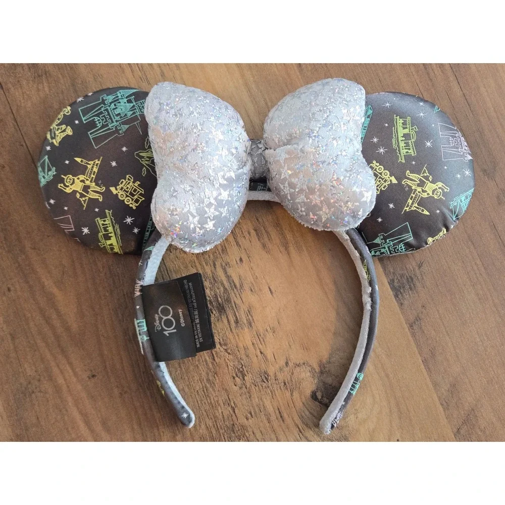 Disney 100th Anniversary Minnie Mouse Ears Silver Sequin Bow